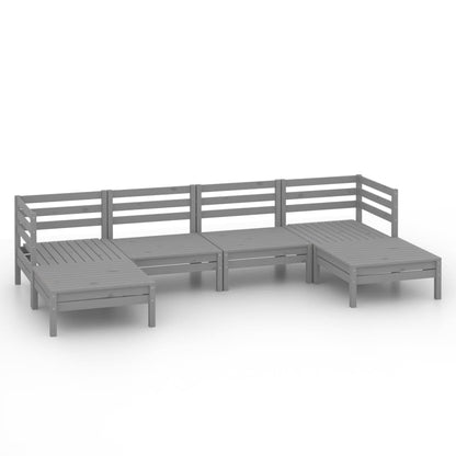Set Salotto da Giardino 6 pz in Legno Massello di Pino Grigio - homemem39