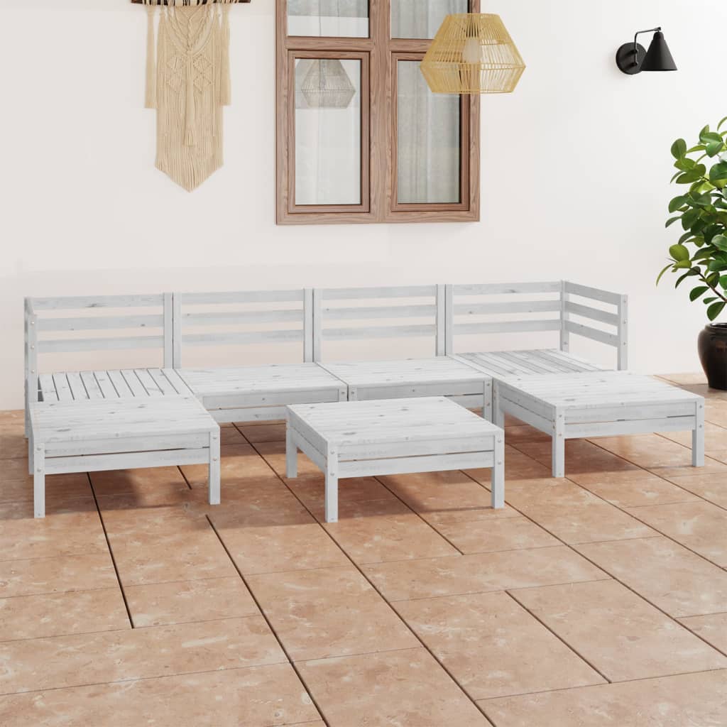 Set Salotto da Giardino 7 pz in Legno Massello di Pino Bianco - homemem39