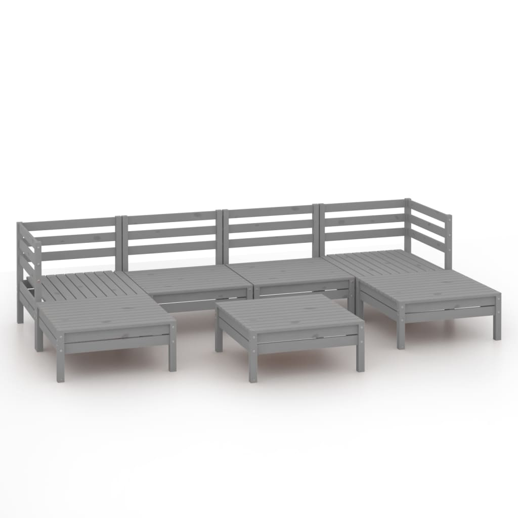 Set Salotto da Giardino 7 pz in Legno Massello di Pino Grigio - homemem39