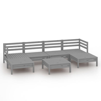 Set Salotto da Giardino 7 pz in Legno Massello di Pino Grigio - homemem39