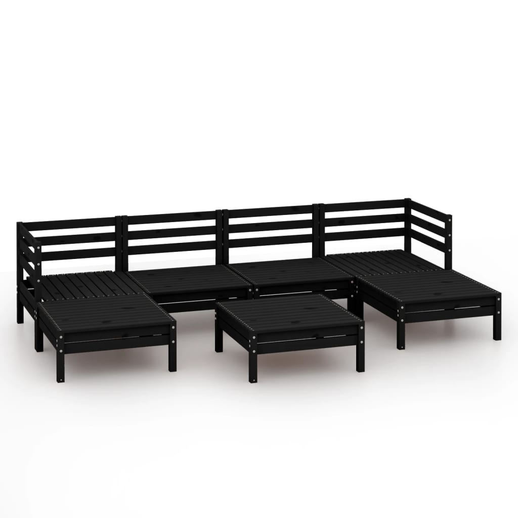 Set Salotto da Giardino 7 pz in Legno Massello di Pino Nero - homemem39