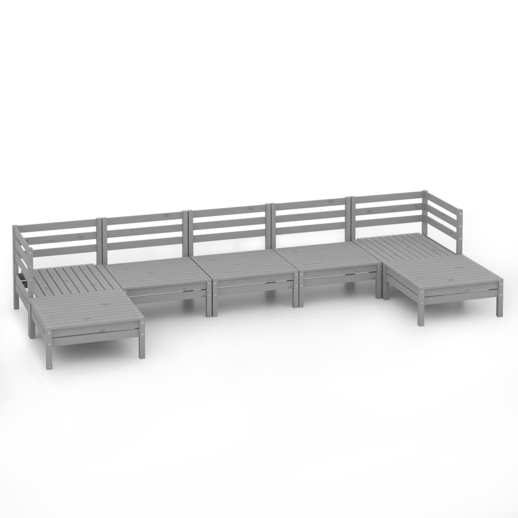 Set Salotto da Giardino 7 pz in Legno Massello di Pino Grigio - homemem39