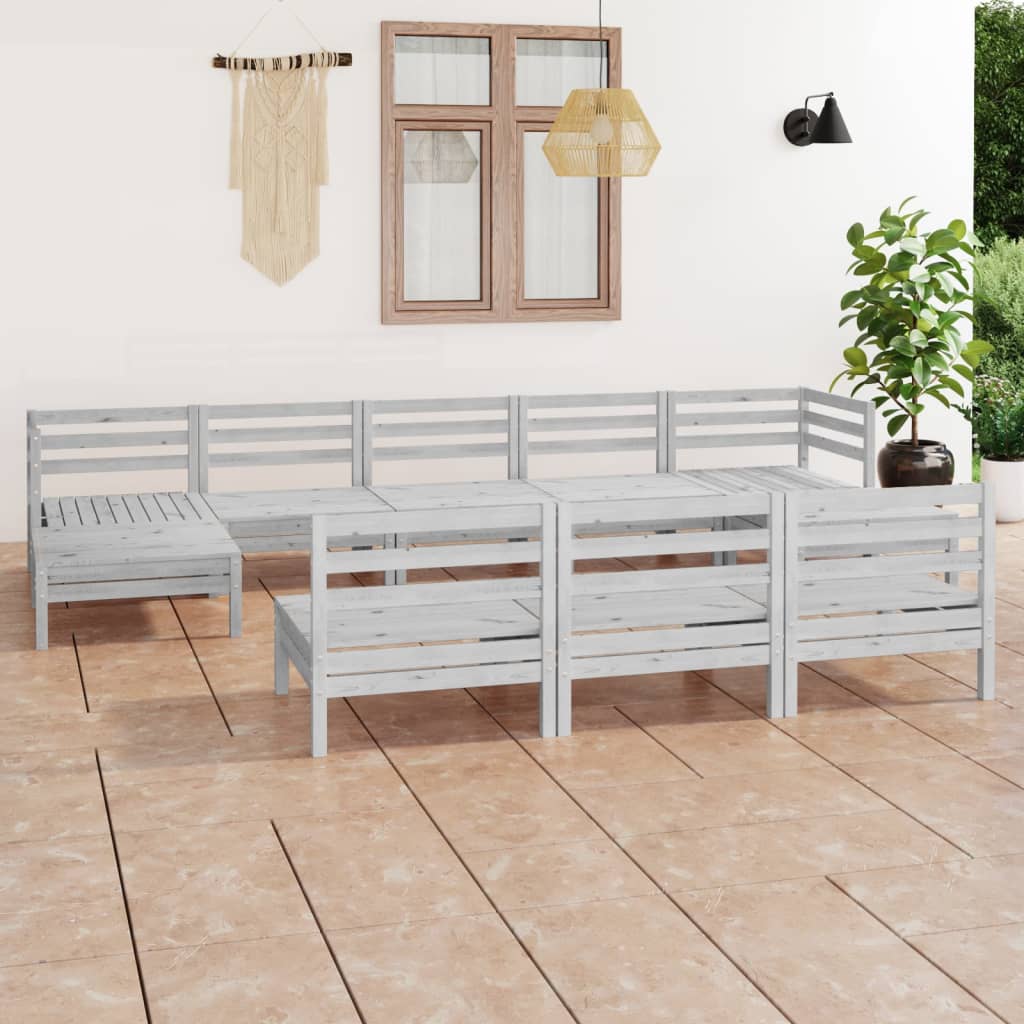 Set Salotto da Giardino 10 pz in Legno Massello di Pino Bianco - homemem39