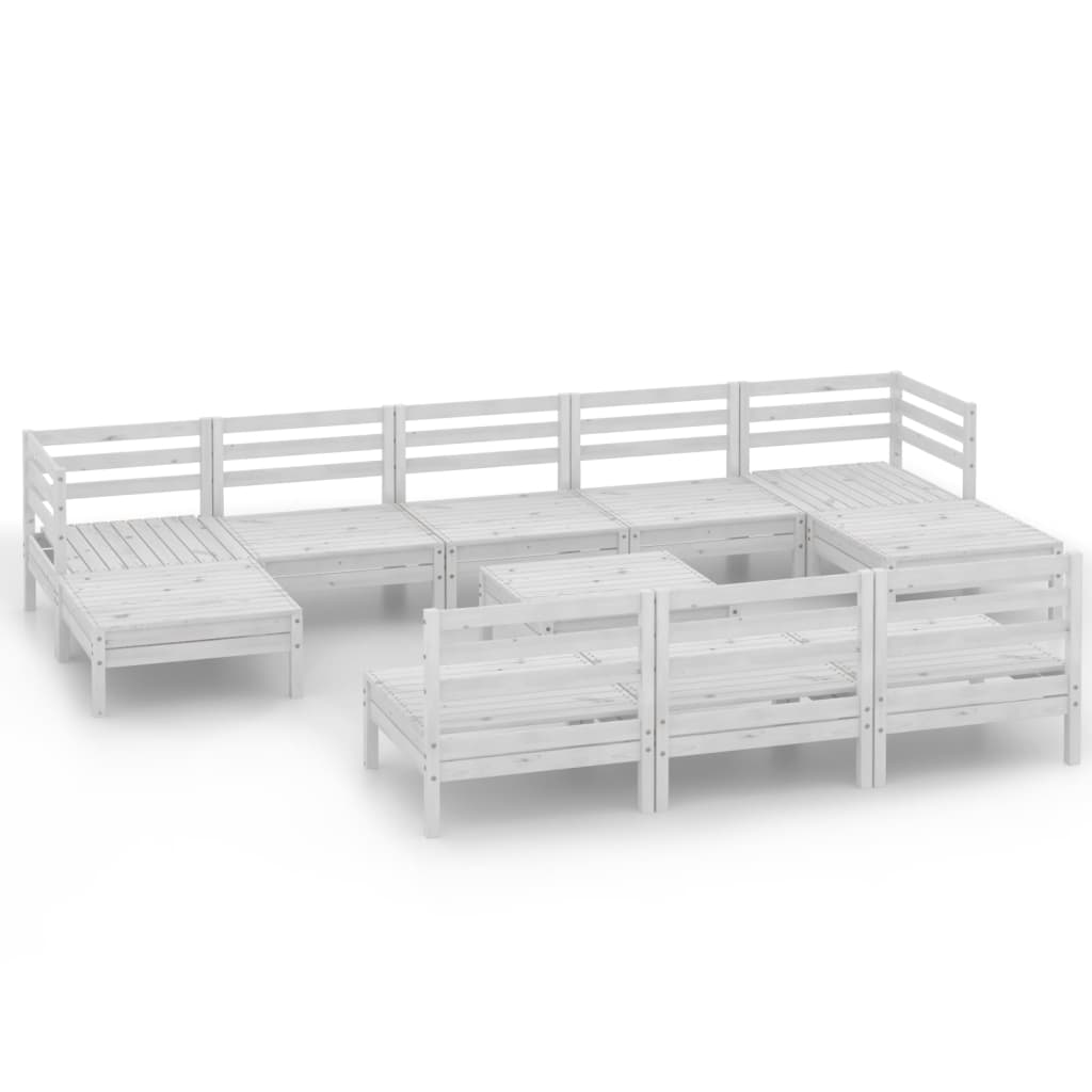 Set Salotto da Giardino 11 pz in Legno Massello di Pino Bianco - homemem39