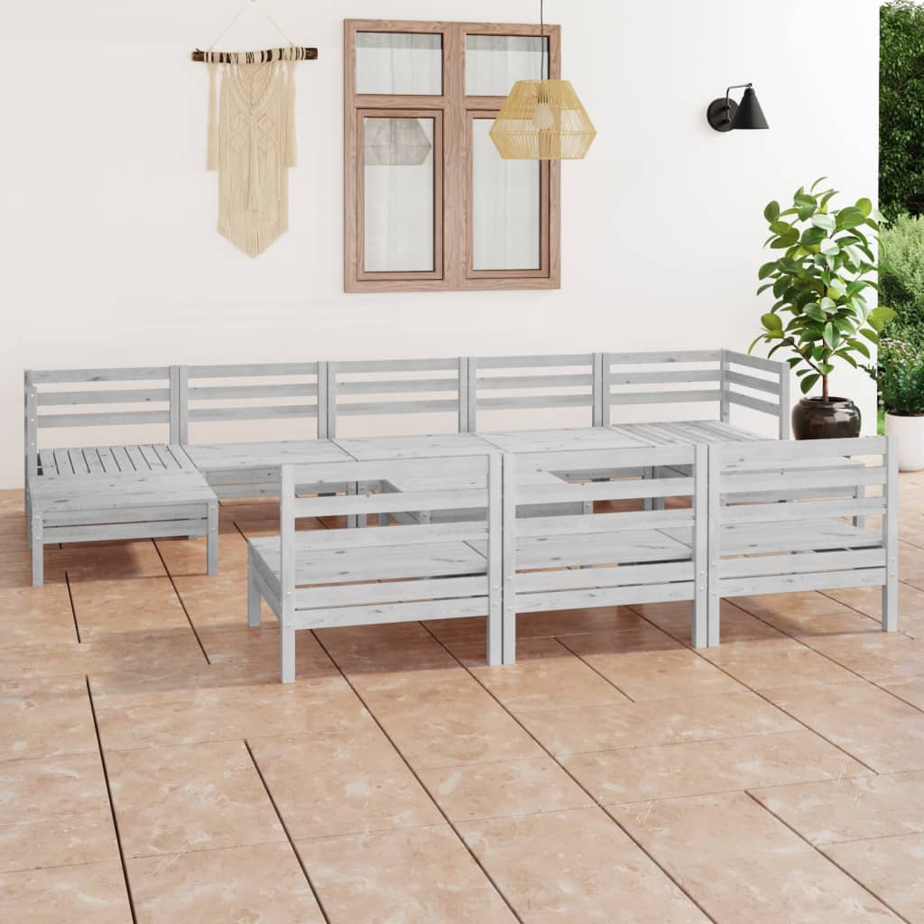 Set Salotto da Giardino 11 pz in Legno Massello di Pino Bianco - homemem39