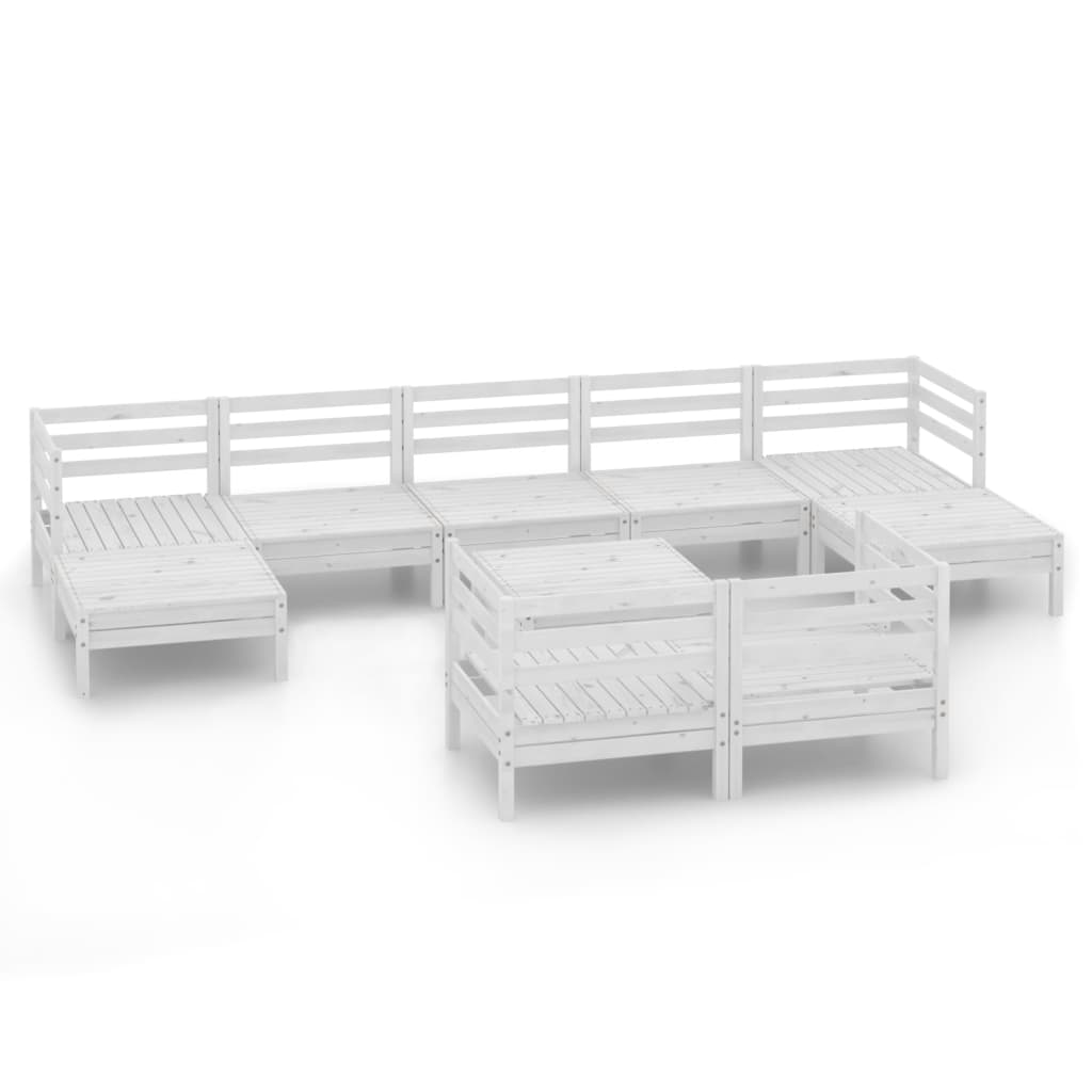 Set Salotto da Giardino 10 pz in Legno Massello di Pino Bianco - homemem39
