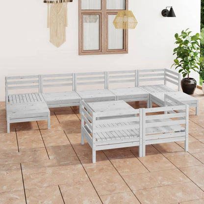 Set Salotto da Giardino 10 pz in Legno Massello di Pino Bianco - homemem39