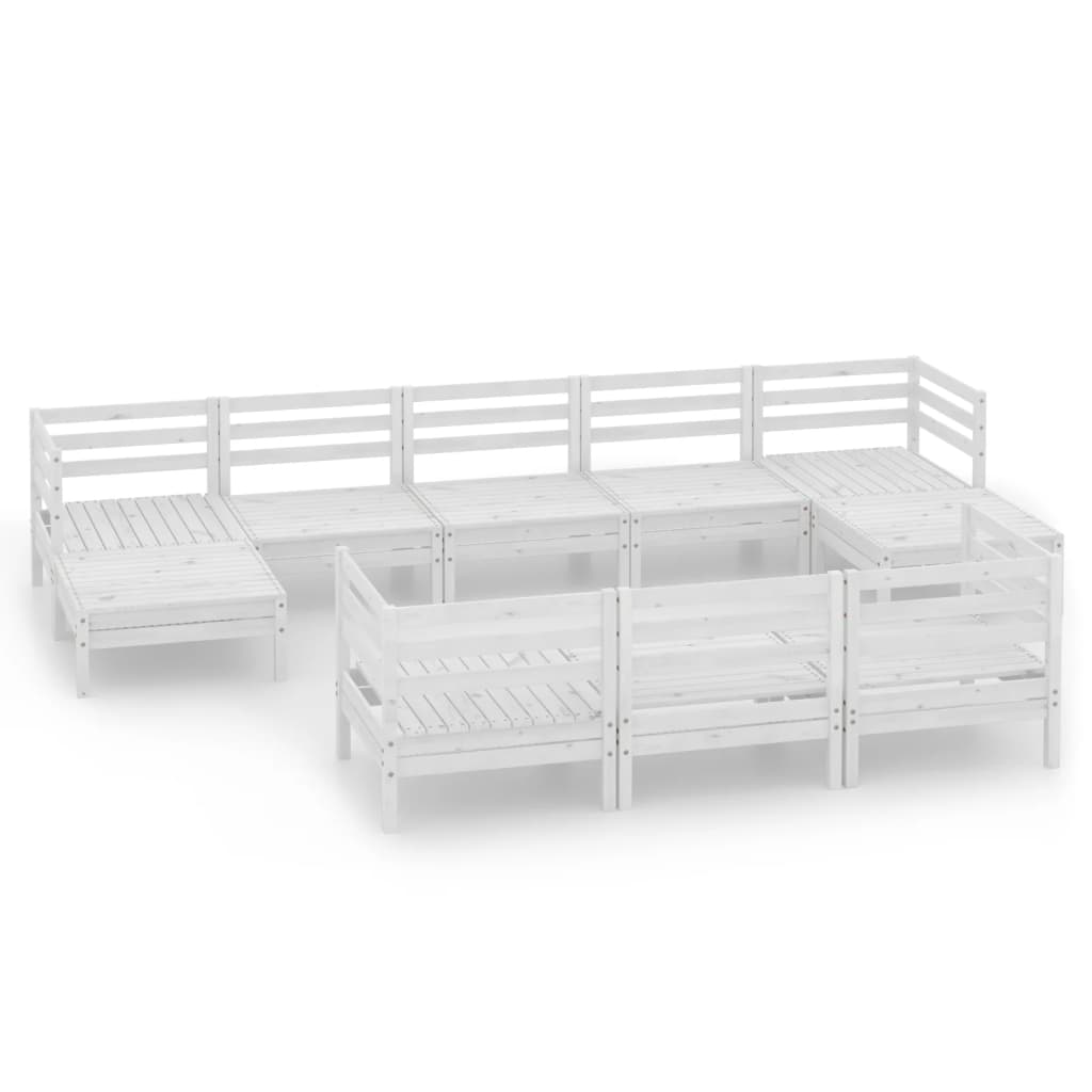 Set Salotto da Giardino 10 pz in Legno Massello di Pino Bianco - homemem39