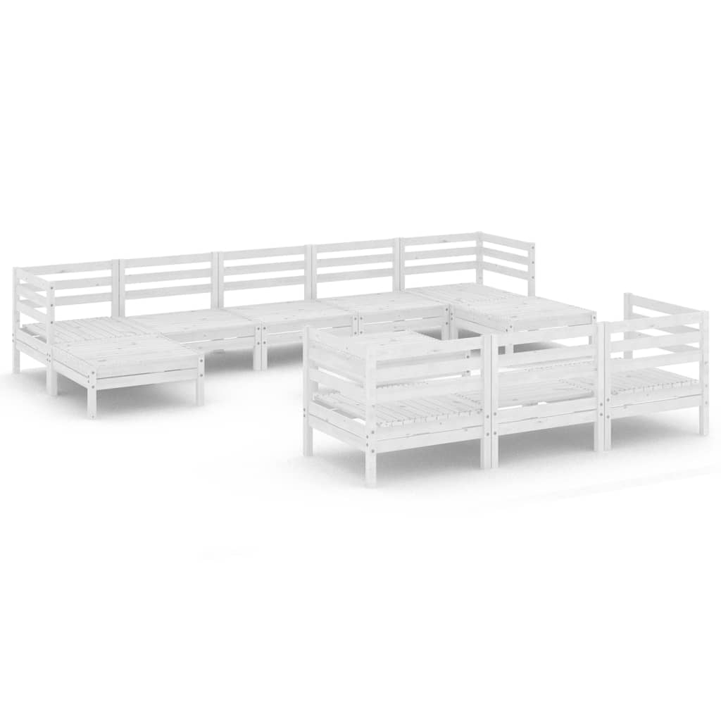 Set Salotto da Giardino 11 pz in Legno Massello di Pino Bianco - homemem39