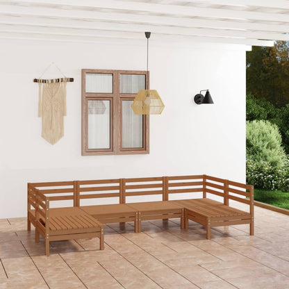 Set Salotto da Giardino 6 pz in Legno Massello di Pino ambra