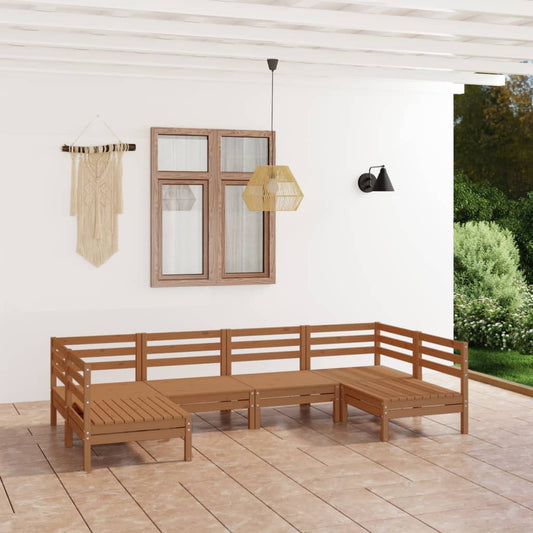 Set Salotto da Giardino 6 pz in Legno Massello di Pino ambra