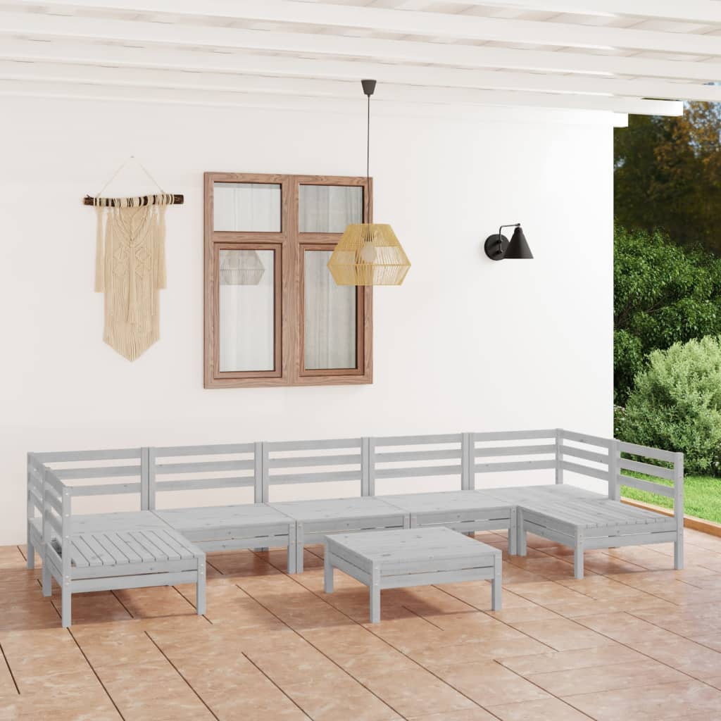 Set Salotto da Giardino 8 pz in Legno Massello di Pino Bianco - homemem39