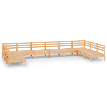Set Salotto da Giardino 10 pz in Legno Massello di Pino