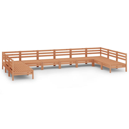 Set Salotto da Giardino 10 pz in Legno Massello di Pino ambra