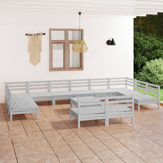 Set Salotto da Giardino 13 pz in Legno Massello di Pino Bianco - homemem39