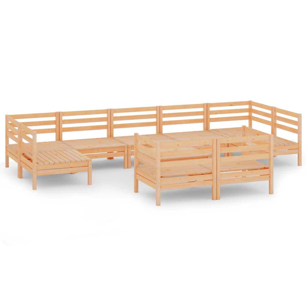 Set Salotto da Giardino 10 pz in Legno Massello di Pino