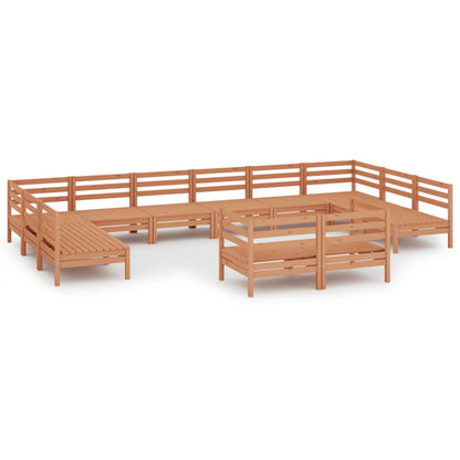 Set Salotto da Giardino 12 pz in Legno Massello di Pino ambra