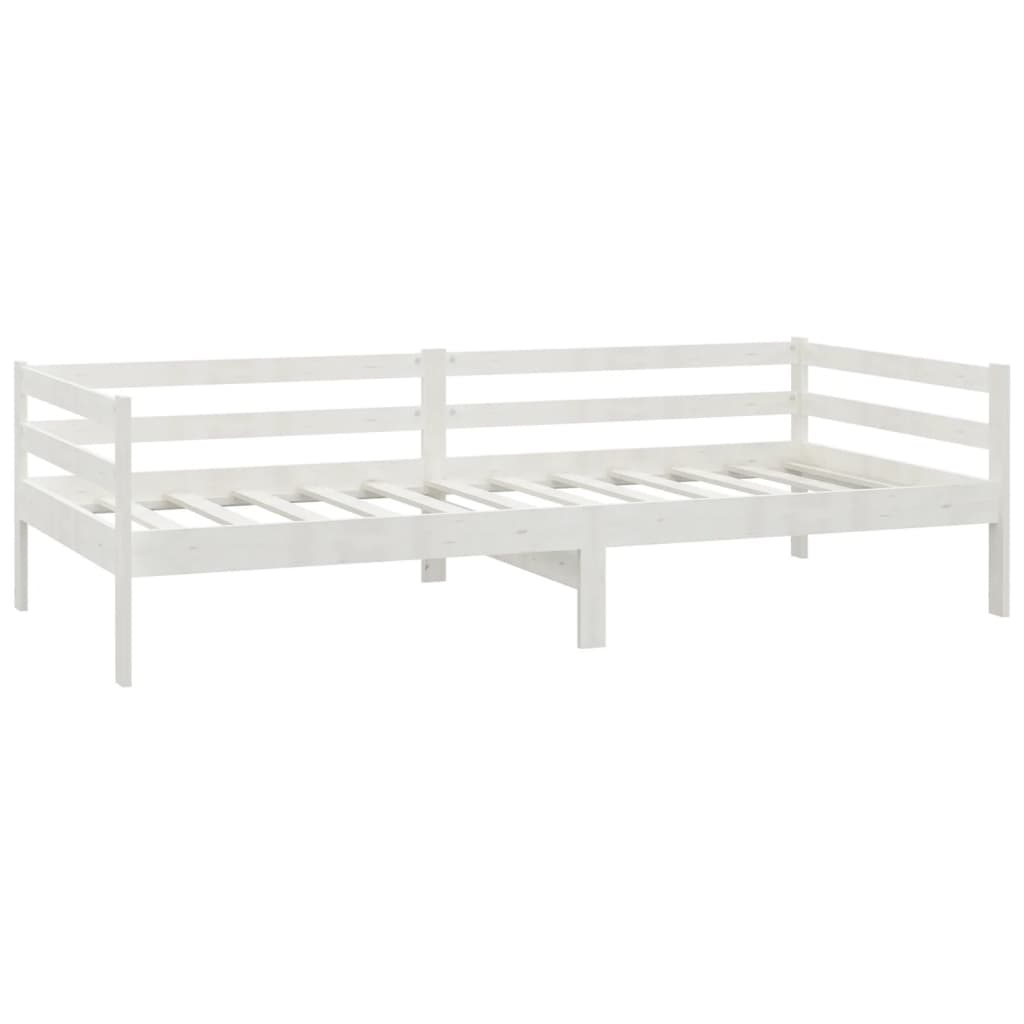 Divano Letto con Materasso 90x200 cm Bianco in Legno di Pino | homemem39