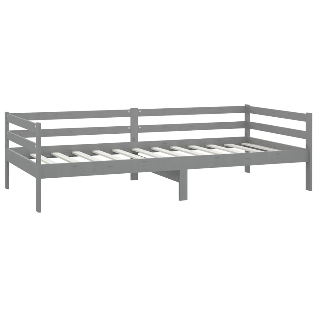 Divano Letto con Materasso 90x200 cm Grigio in Legno di Pino | homemem39