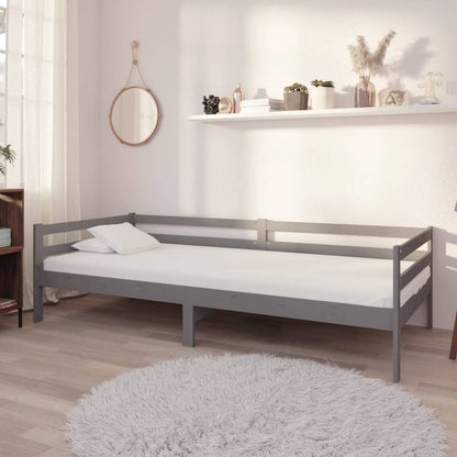 Divano Letto con Materasso 90x200 cm Grigio in Legno di Pino | homemem39