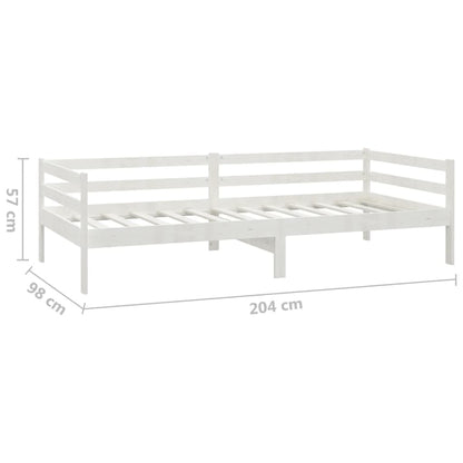 Divano Letto con Materasso 90x200 cm Bianco in Legno di Pino | homemem39