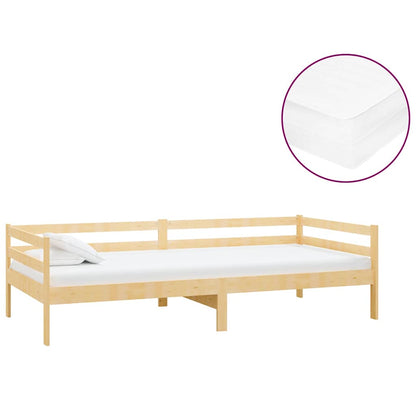 Divano Letto con Materasso 90x200 cm Legno Massello di Pino