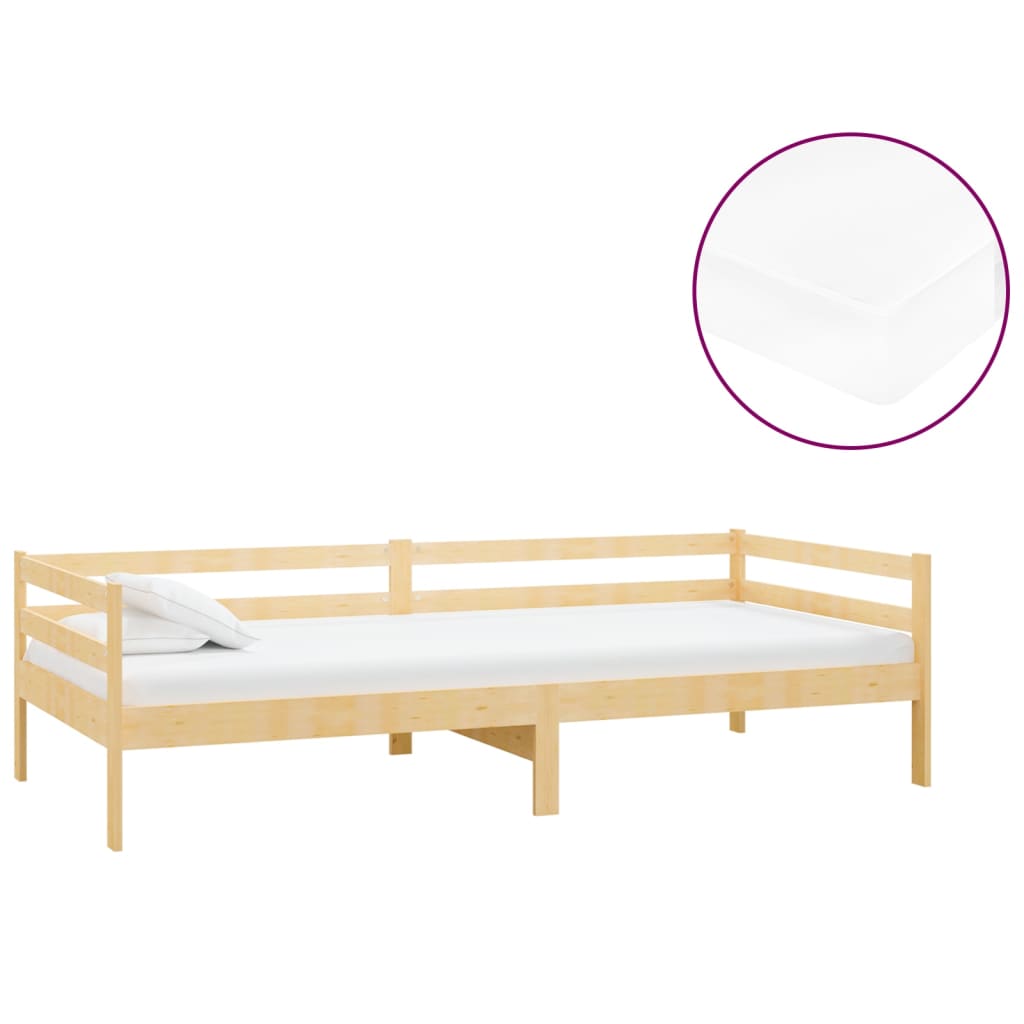 Divano Letto con Materasso 90x200 cm Legno Massello di Pino
