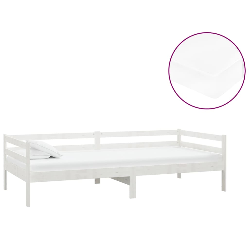 Divano Letto con Materasso 90x200 cm Bianco in Legno di Pino | homemem39
