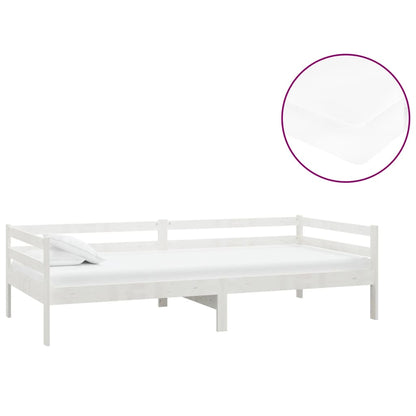 Divano Letto con Materasso 90x200 cm Bianco in Legno di Pino | homemem39