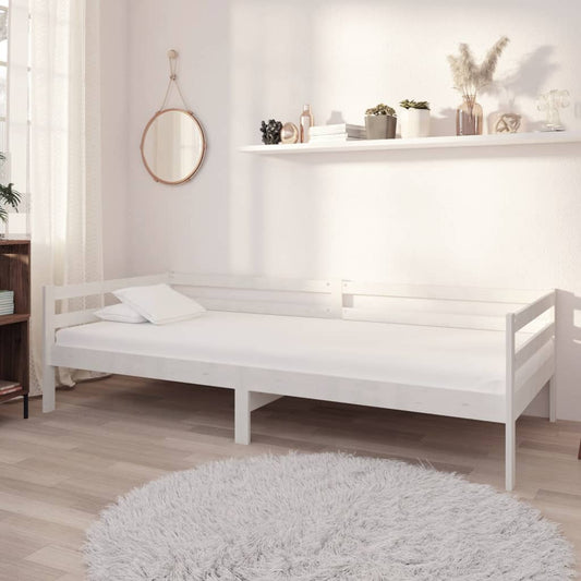 Divano Letto con Materasso 90x200 cm Bianco in Legno di Pino | homemem39