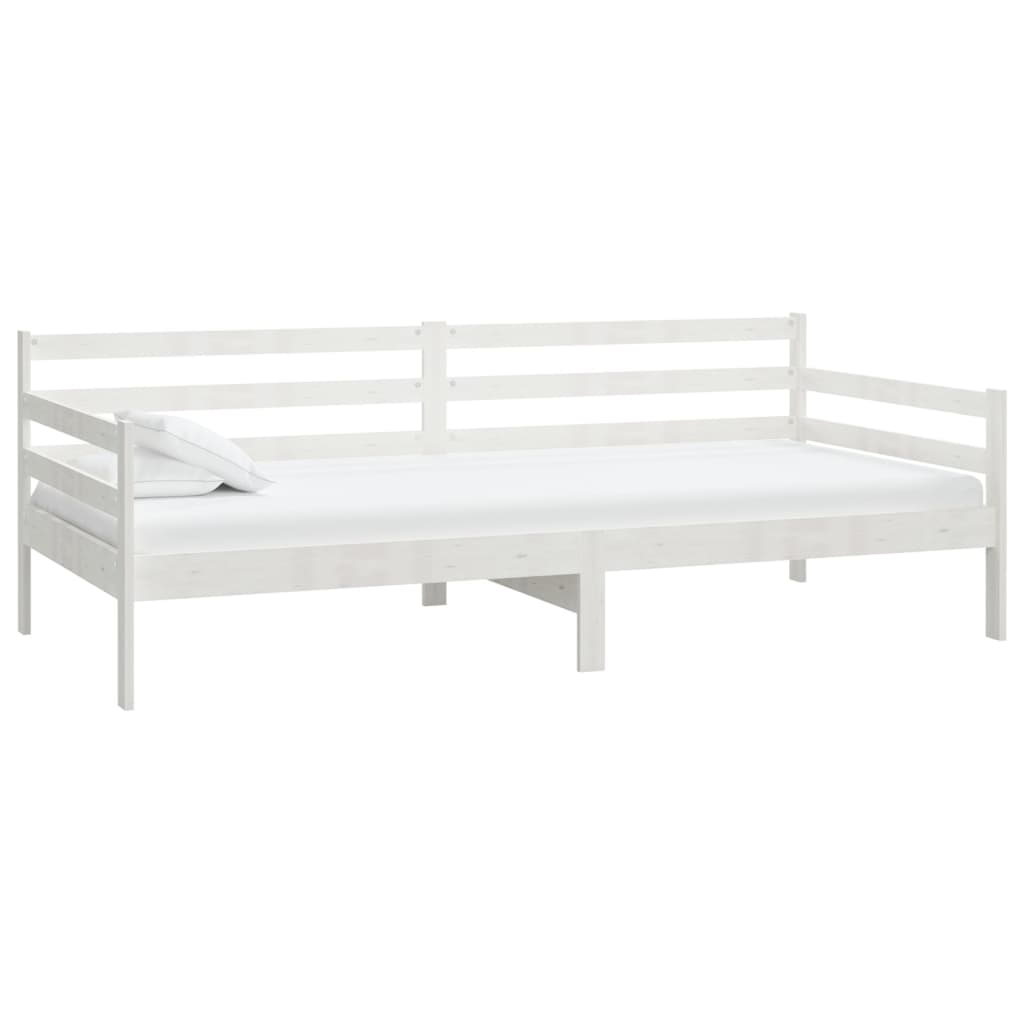 Divano Letto con Materasso 90x200 cm Bianco in Legno di Pino | homemem39