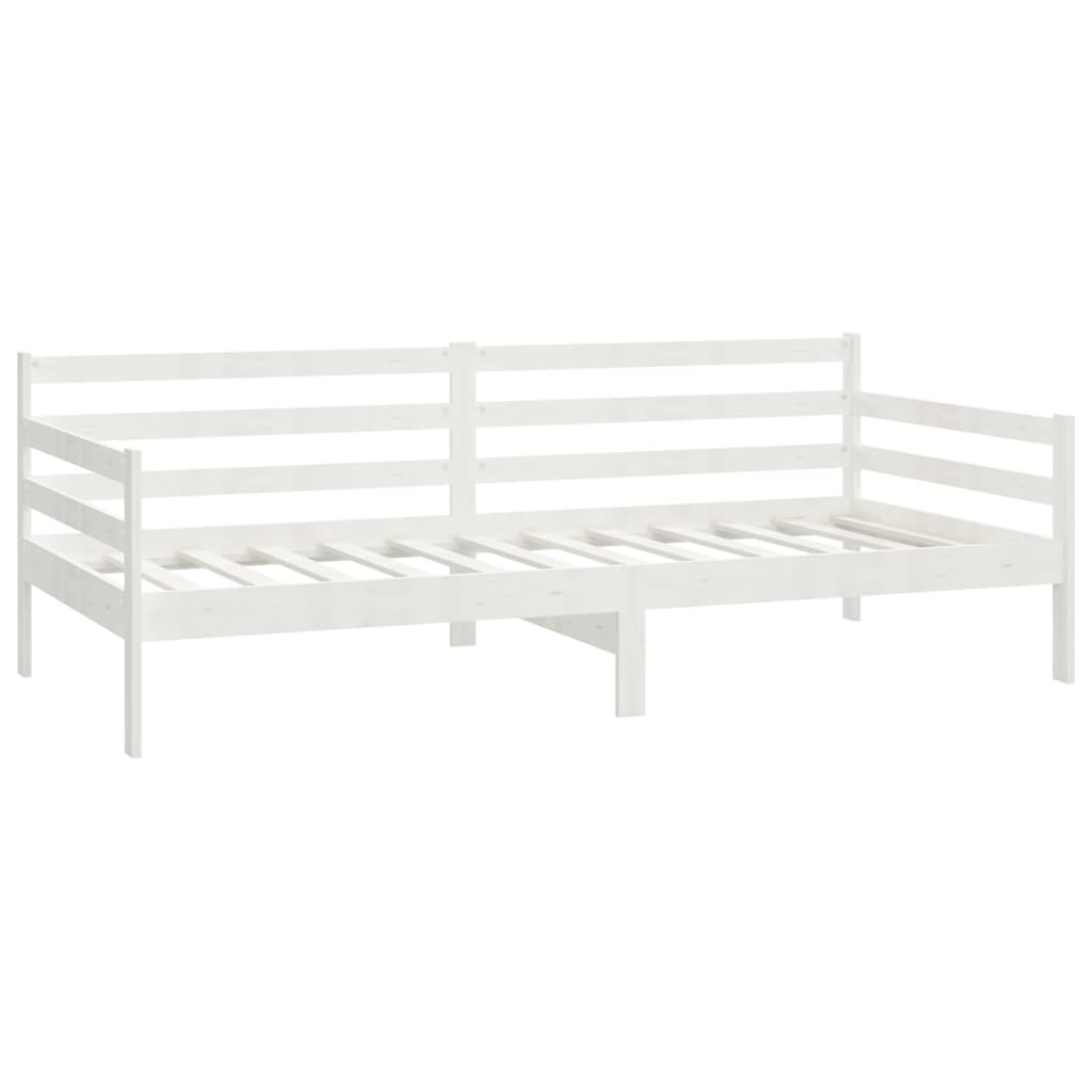Divano Letto con Materasso 90x200 cm Bianco in Legno di Pino | homemem39