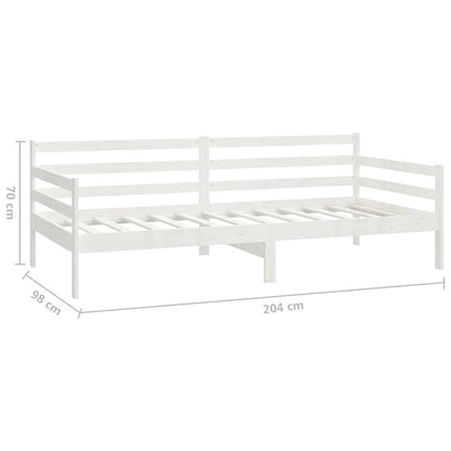 Divano Letto con Materasso 90x200 cm Bianco in Legno di Pino