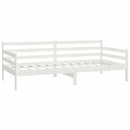 Divano Letto con Materasso 90x200 cm Bianco in Legno di Pino | homemem39