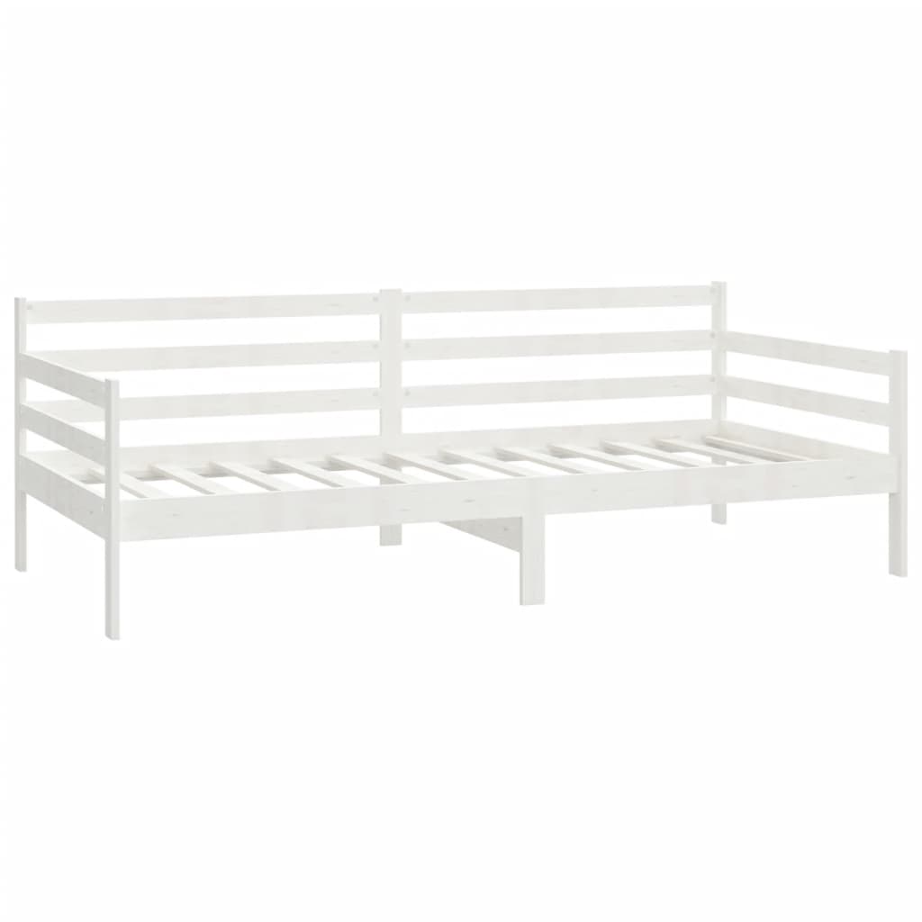 Divano Letto con Materasso 90x200 cm Bianco in Legno di Pino