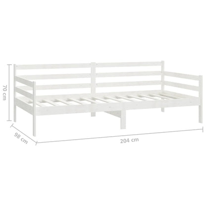 Divano Letto con Materasso 90x200 cm Bianco in Legno di Pino