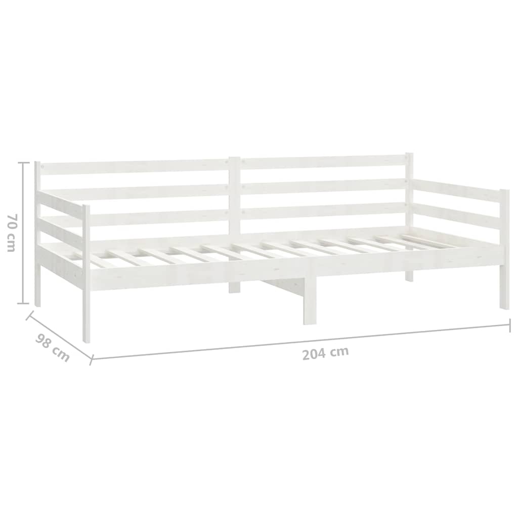 Divano Letto con Materasso 90x200 cm Bianco in Legno di Pino