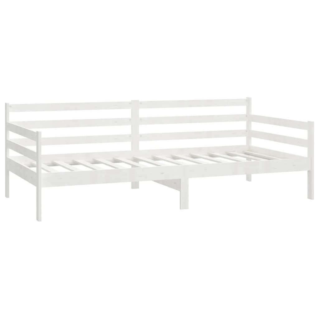 Divano Letto con Materasso 90x200 cm Bianco in Legno di Pino | homemem39