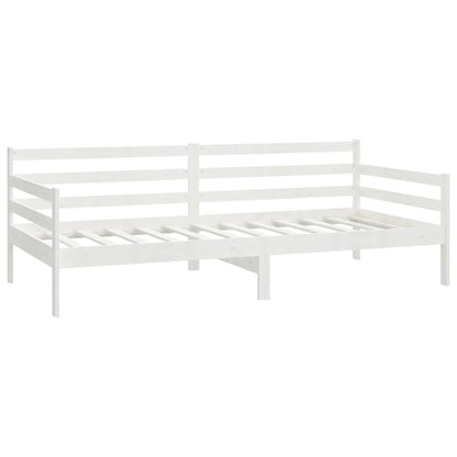 Divano Letto con Materasso 90x200 cm Bianco in Legno di Pino | homemem39