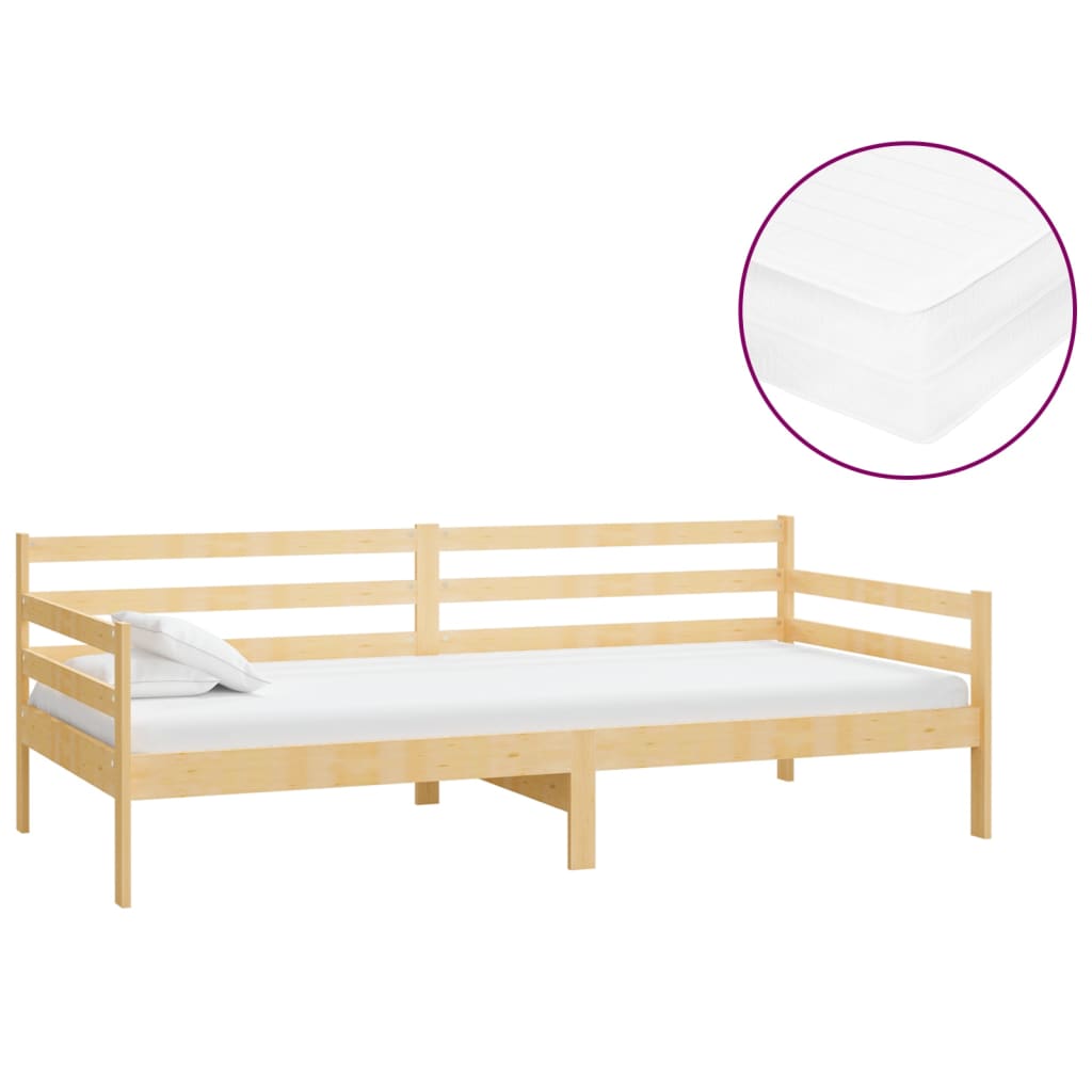 Divano Letto con Materasso 90x200 cm Legno Massello di Pino | homemem39