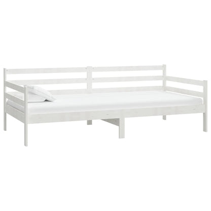 Divano Letto con Materasso 90x200 cm Bianco in Legno di Pino | homemem39