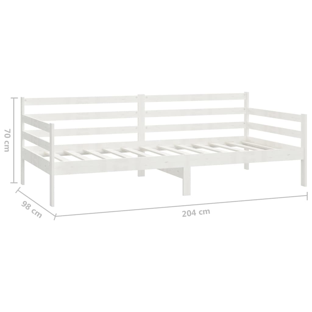 Divano Letto con Materasso 90x200 cm Bianco in Legno di Pino | homemem39