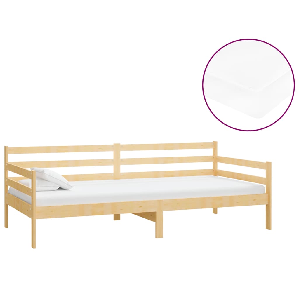 Divano Letto con Materasso 90x200 cm Legno Massello di Pino
