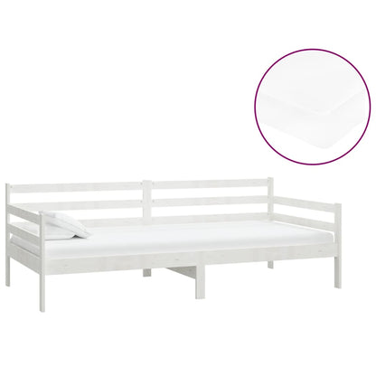 Divano Letto con Materasso 90x200 cm Bianco in Legno di Pino | homemem39