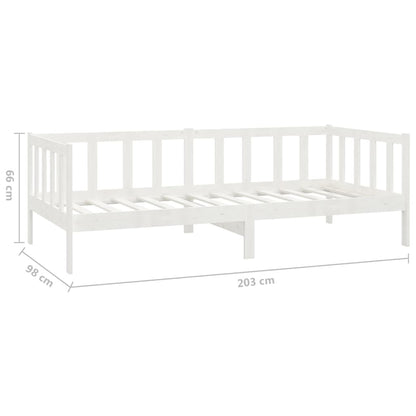Divano Letto con Materasso 90x200 cm Bianco in Legno di Pino | homemem39