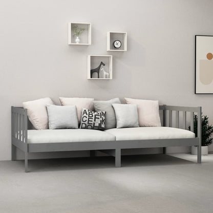 Divano Letto con Materasso 90x200 cm Grigio in Legno di Pino | homemem39