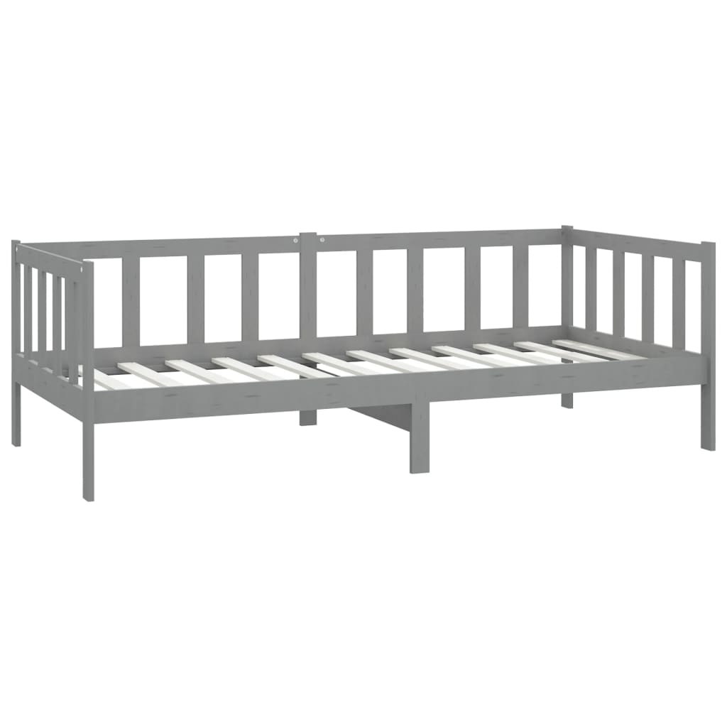 Divano Letto con Materasso 90x200 cm Grigio in Legno di Pino | homemem39