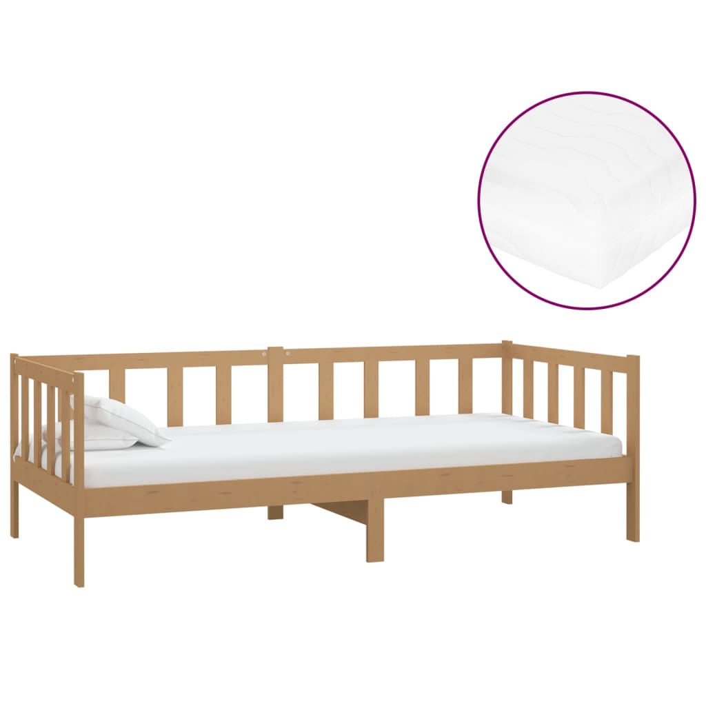 Divano Letto con Materasso 90x200 cm ambra in Legno di Pino