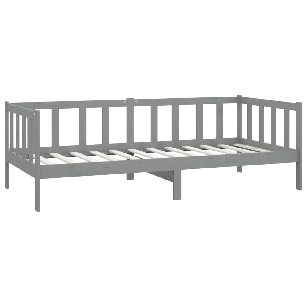 Divano Letto con Materasso 90x200 cm Grigio in Legno di Pino | homemem39