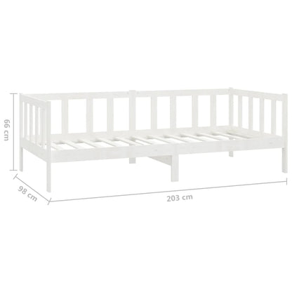 Divano Letto con Materasso 90x200 cm Bianco in Legno di Pino | homemem39